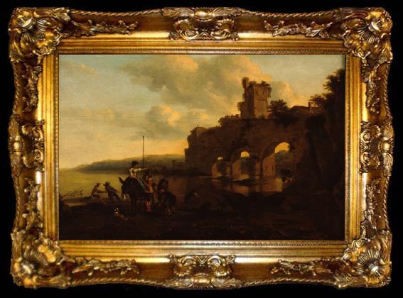 framed  Nicolaes Pietersz. Berchem River Landscape, ta009-2
